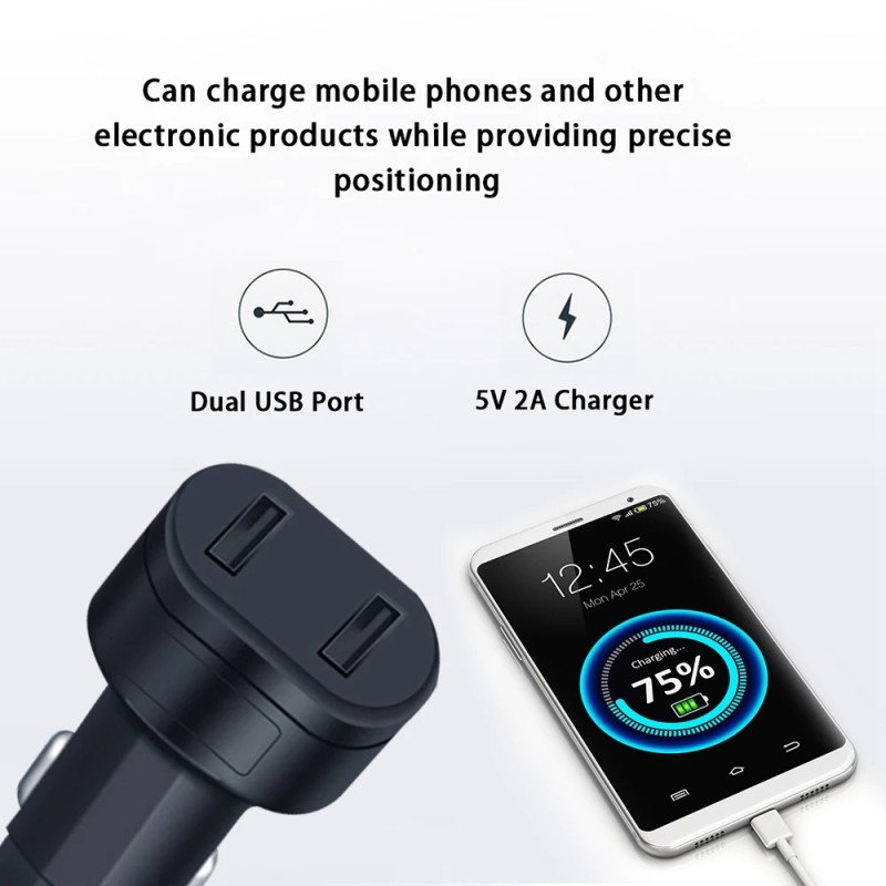 D5 Spy Car Charger GPS Real-time Tracker Cigarette Vehicle Lighter Dual USB Charging Port