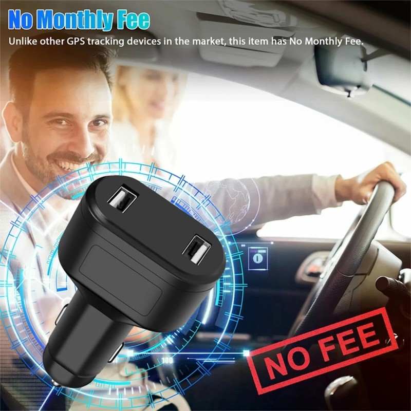 D5 Spy Car Charger GPS Real-time Tracker Cigarette Vehicle Lighter Dual USB Charging Port