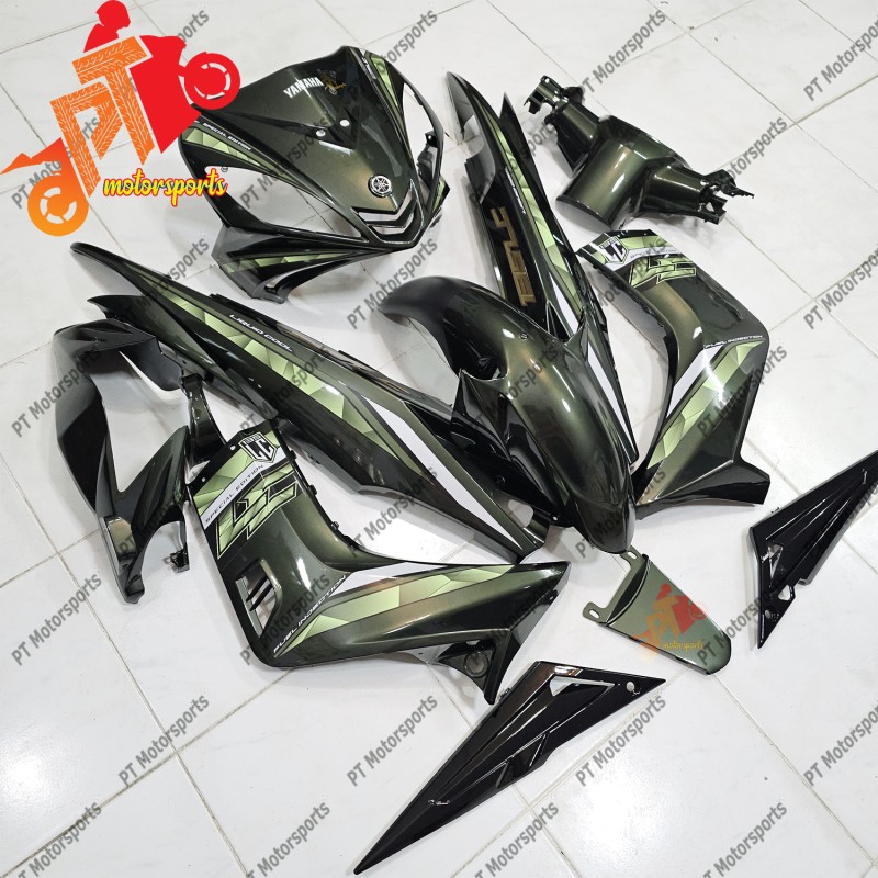 Lc 135 V1 Special Edition Cover Set Body Set Hijau Limut Moss Green Stripe NO 329