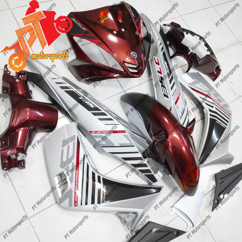 Yamaha LC 135 V1 Cover Set BodySet Silver Marron Batman Maroon Siap Tampal HLD
